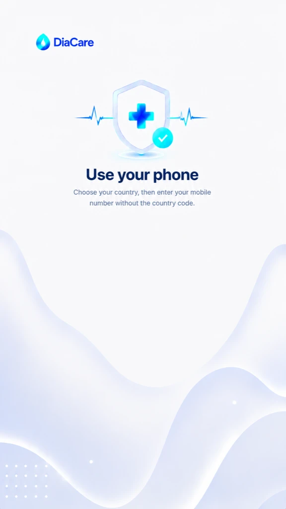 DiaCare app welcome screen